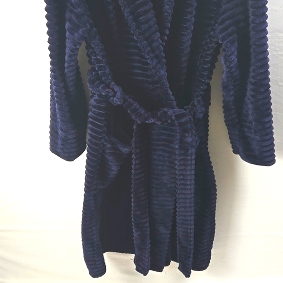 Nine West Sleepwear Women's Navy Blue Plush Belted Lounge Robe Sz S/P - Picture 3 of 10